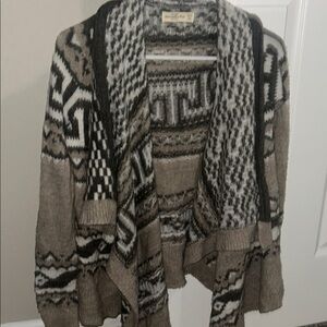 Abercrombie Cozy Patterned Open-Front Cardigan Sweater